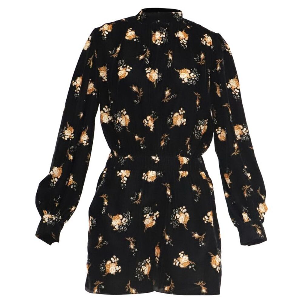 Maje Floral Print Mini Dress in Black Polyester